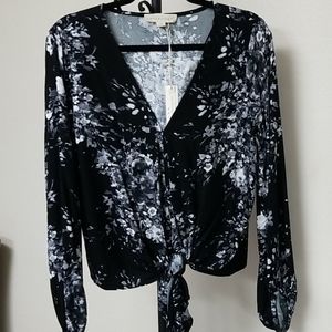 LOVESTITCH black and white boho tie top